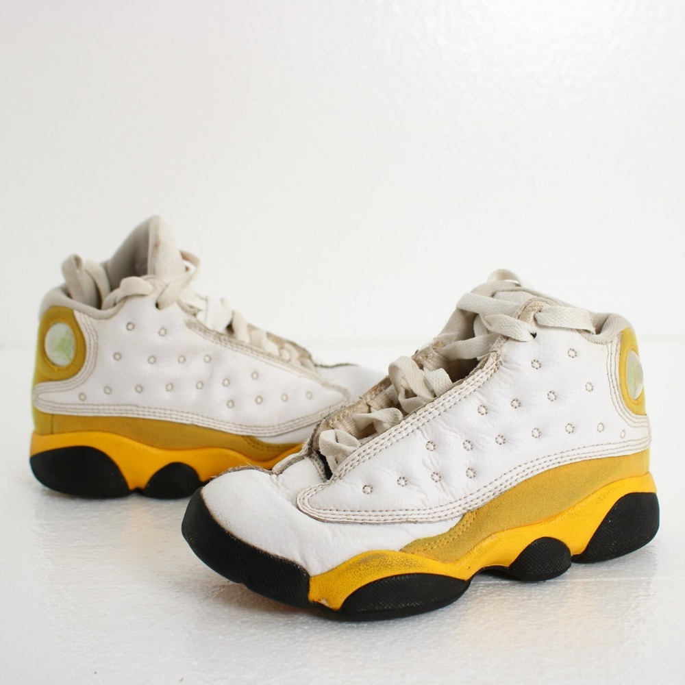 Nike Air Jordan 13 Retro Del Sol Shoes Sneakers White Yellow DJ3005-167 Kids 13C